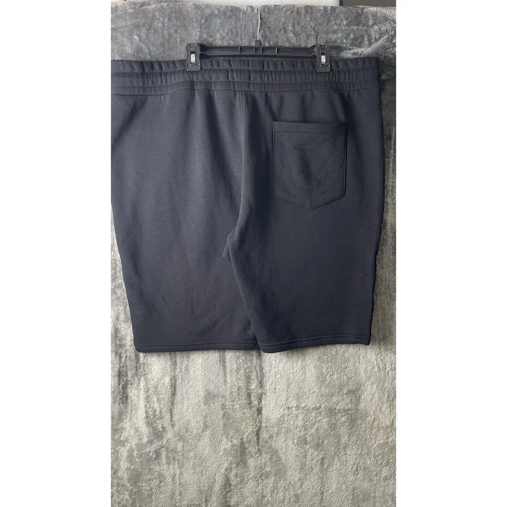 True Religion Silicone Tape Men's 3XL Black Fleece Sweat Shorts NWT. 10 Inseam